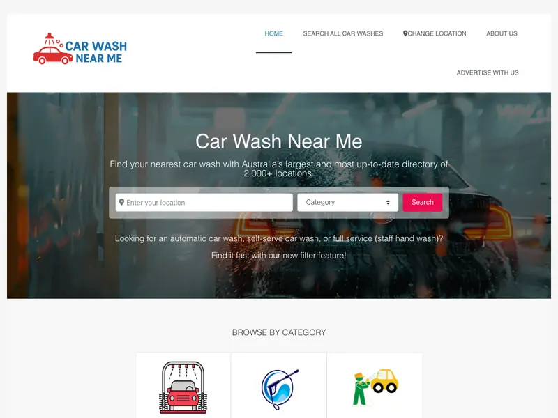 Screenshot of the Car Wash Near Me homepage